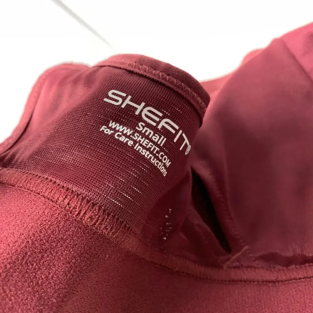 Shefit Ultimate Sports Bra Small Burgundy Zip Front High Impact Adjustable